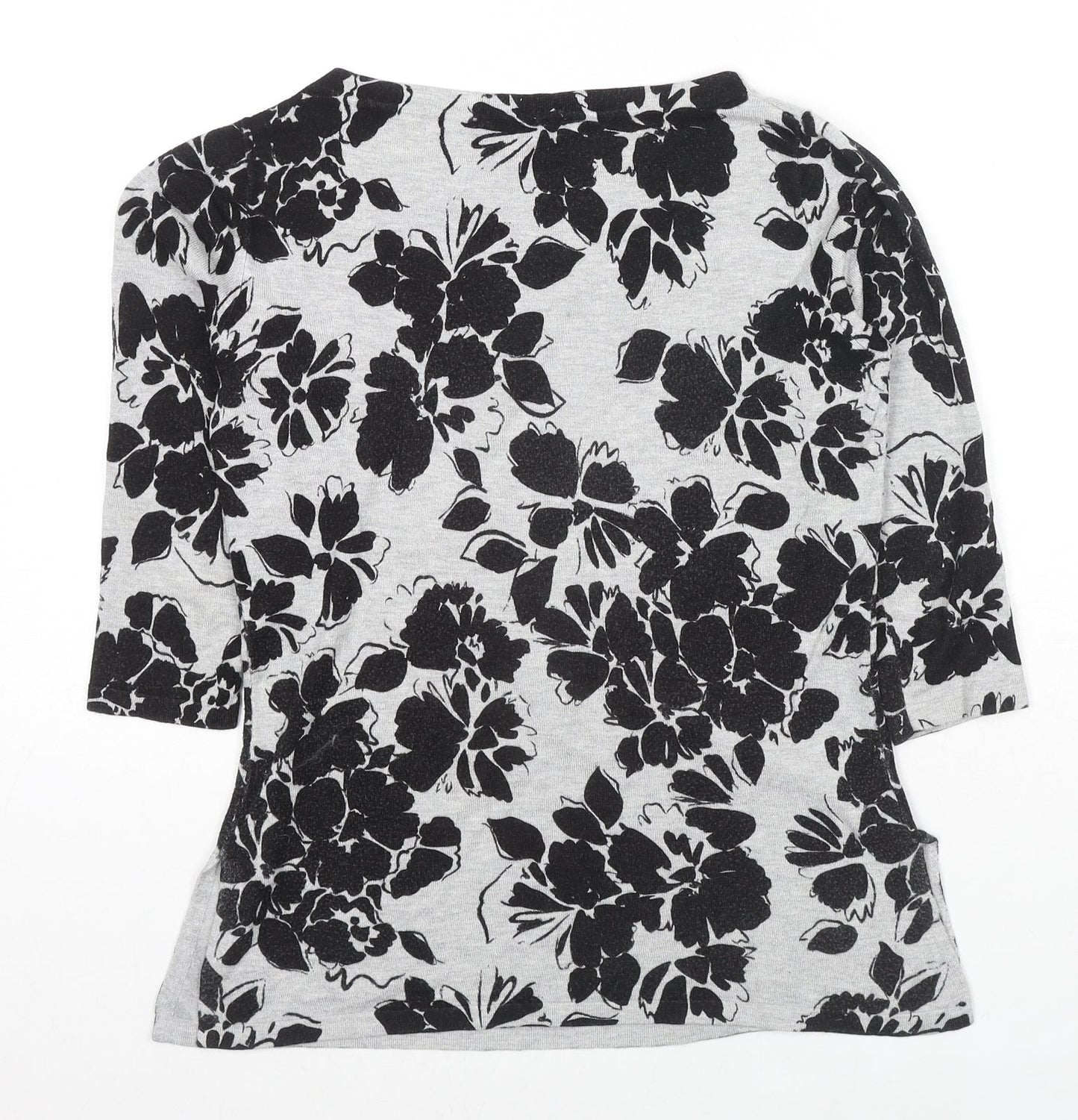 Precis Womens Grey Boat Neck Floral Viscose Pullover Jumper Size XS