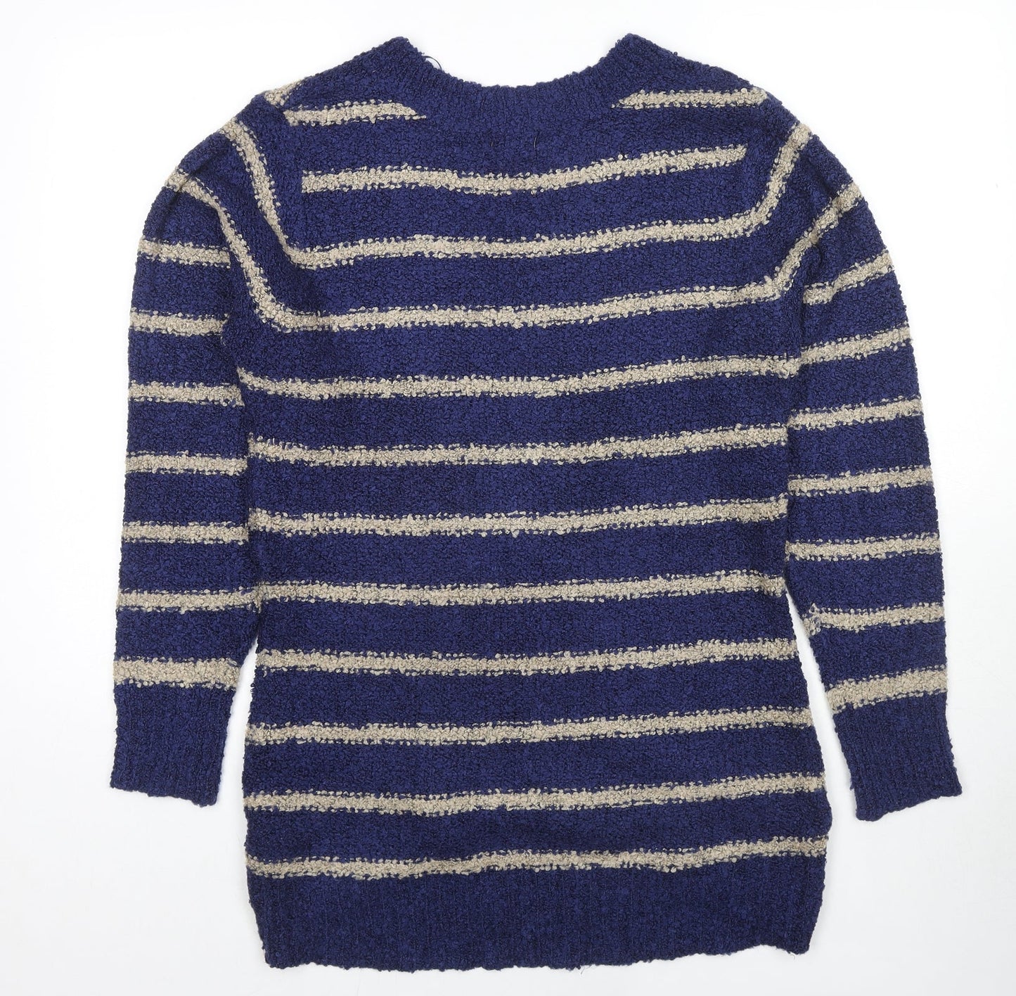 Originals Womens Blue V-Neck Striped Acrylic Pullover Jumper Size L