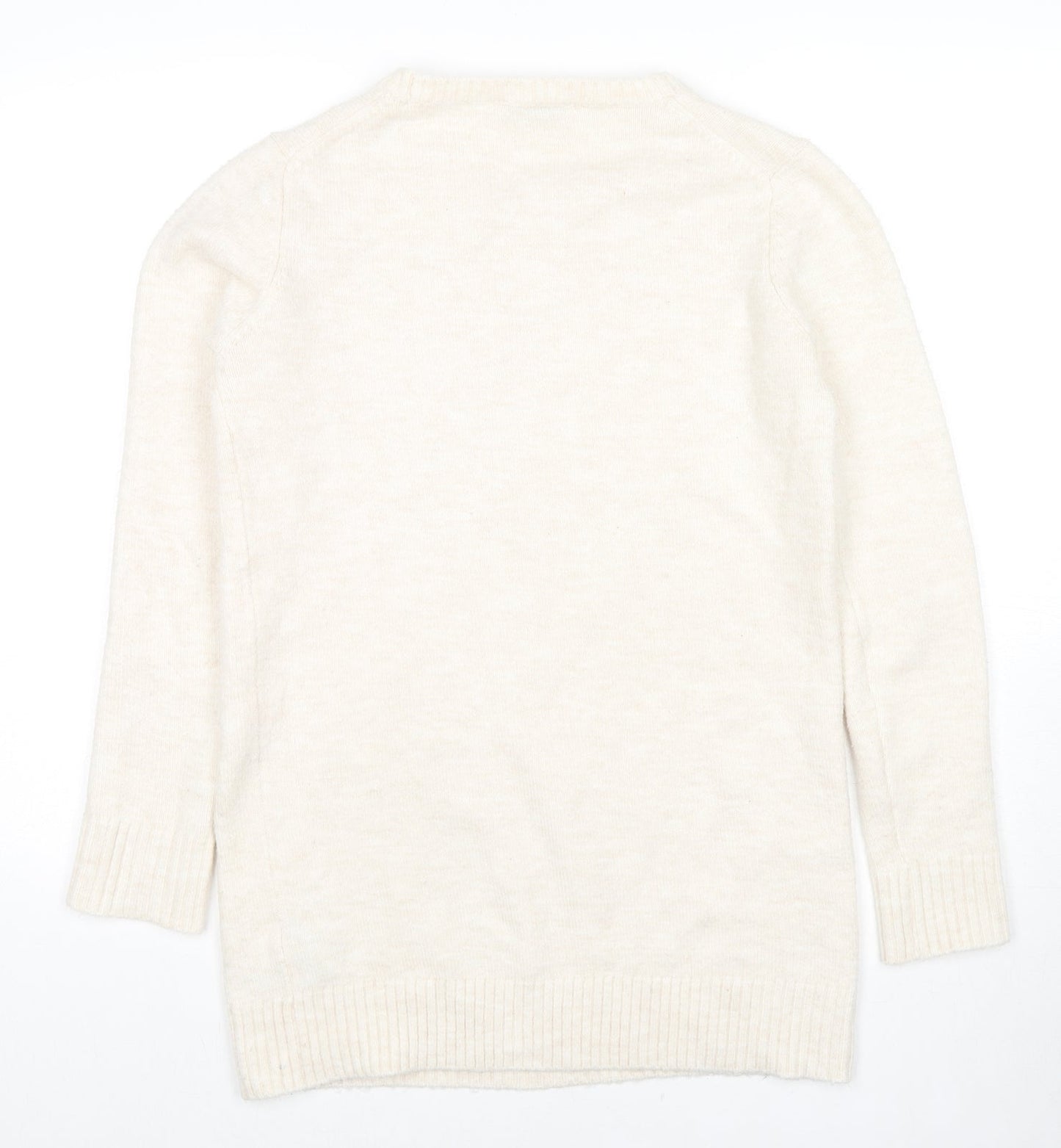 Zara Womens Beige Round Neck Acrylic Pullover Jumper Size S