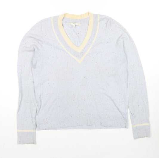 NEXT Womens Grey V-Neck Viscose Pullover Jumper Size M