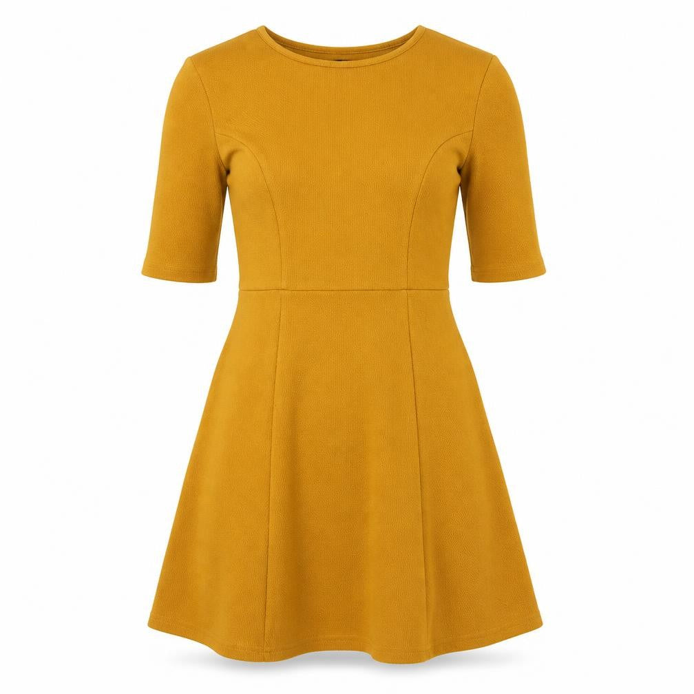 VERO MODA Womens Yellow Polyester Fit & Flare Size S Round Neck Pullover