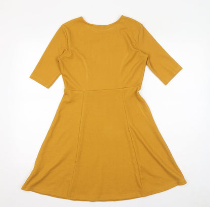 Vero Moda Womens Yellow Polyester Fit & Flare Size S Round Neck Pullover