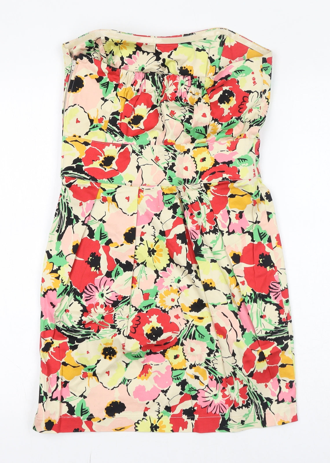 New Look Womens Multicoloured Floral Cotton Mini Size 8 Off the Shoulder Zip - Strapless