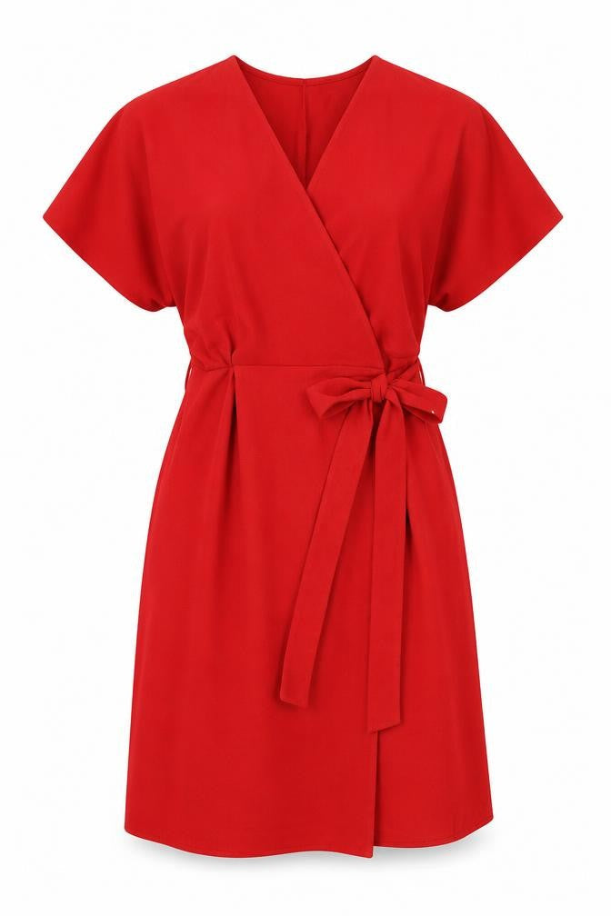 RIDE Womens Red Polyamide Wrap Dress Size XS V-Neck Button