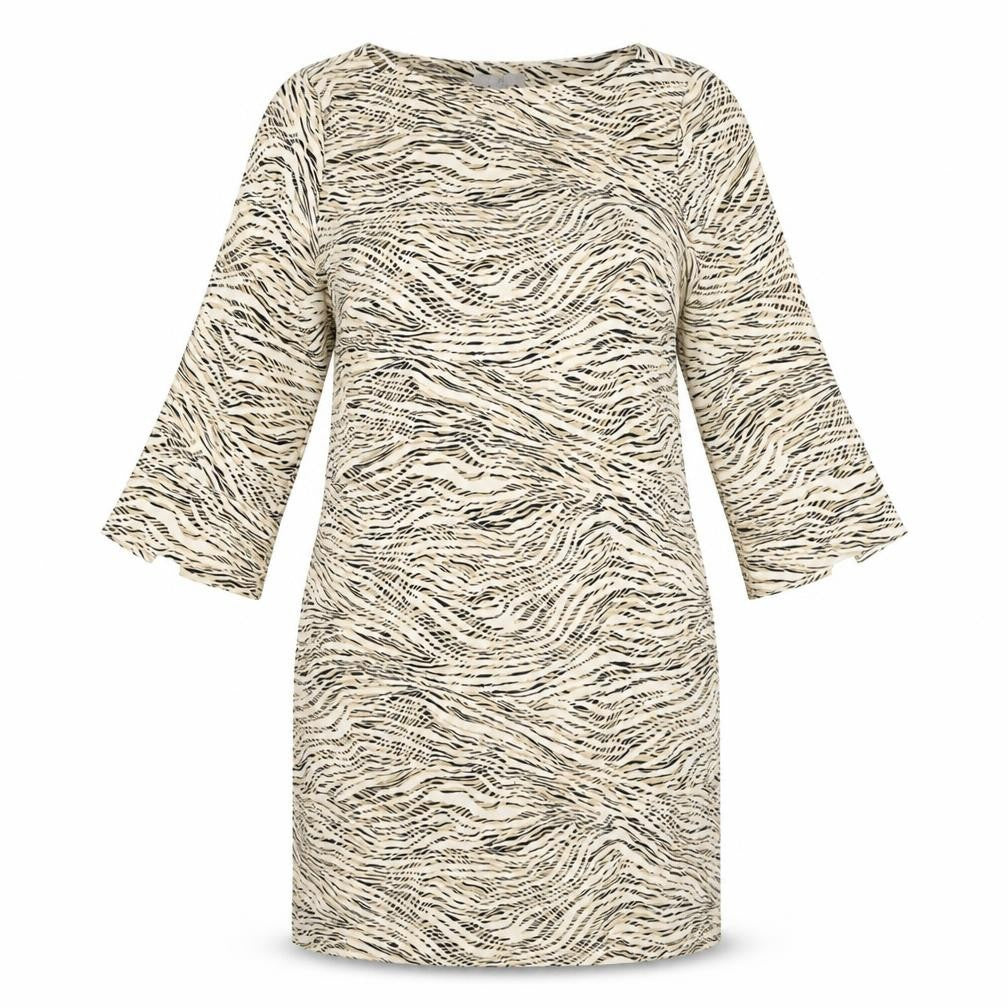 H&M Womens Ivory Animal Print Polyester Shift Size M Boat Neck Pullover