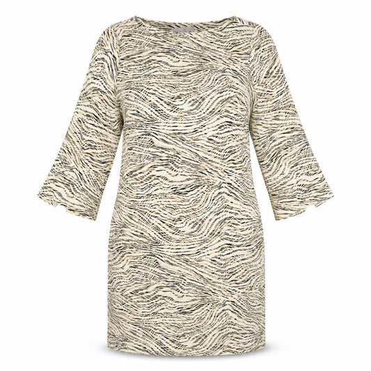 H&M Womens Ivory Animal Print Polyester Shift Size M Boat Neck Pullover