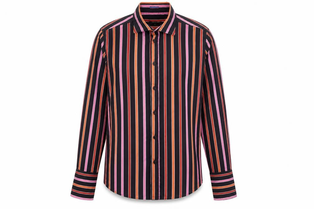 Matinique Womens Black Striped 100% Cotton Basic Button-Up Size XL Collared