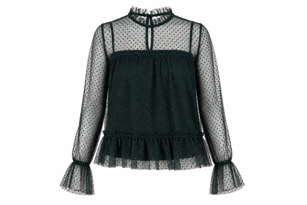 River Island Womens Green Polyester Basic Blouse Size 6 Mock Neck