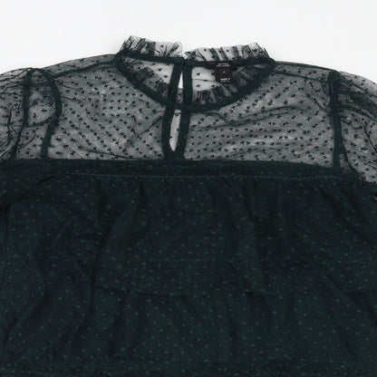River Island Womens Green Polyester Basic Blouse Size 6 Mock Neck