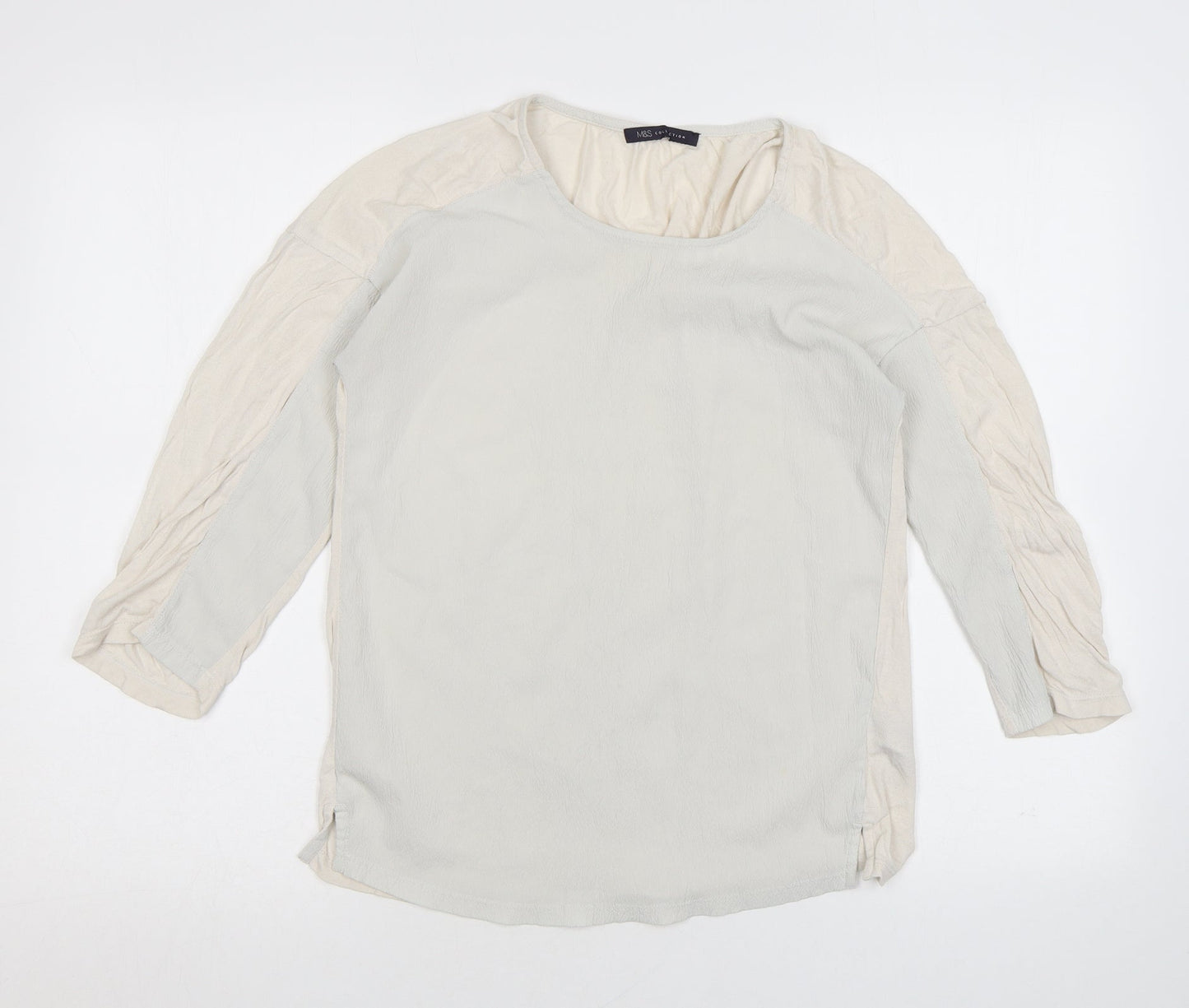 Marks and Spencer Womens Ivory Polyester Basic Blouse Size 8 Round Neck