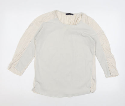 Marks & Spencer Womens Ivory Polyester Basic Blouse Size 8 Round Neck