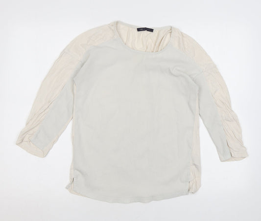 Marks and Spencer Womens Ivory Polyester Basic Blouse Size 8 Round Neck