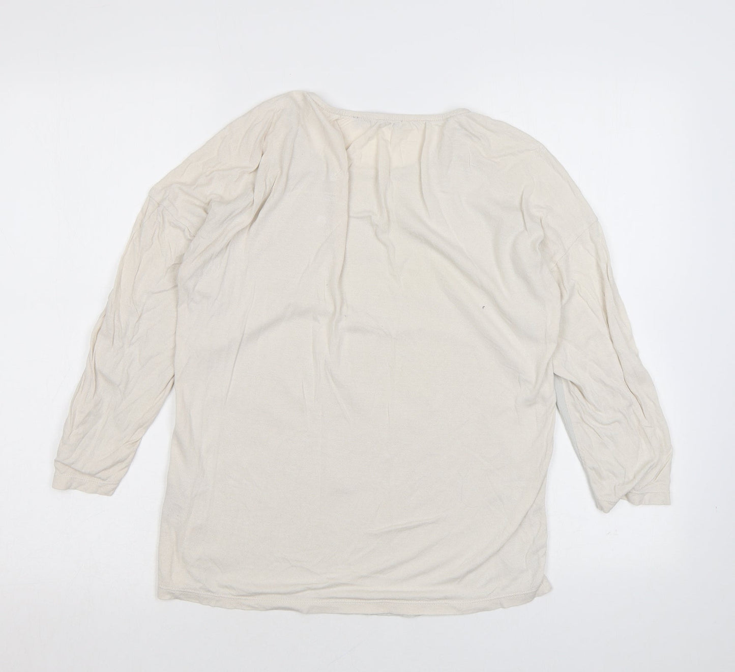 Marks and Spencer Womens Ivory Polyester Basic Blouse Size 8 Round Neck