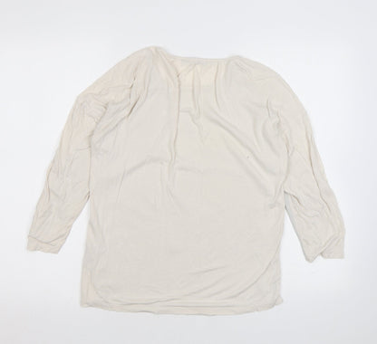 Marks & Spencer Womens Ivory Polyester Basic Blouse Size 8 Round Neck