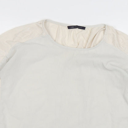 Marks & Spencer Womens Ivory Polyester Basic Blouse Size 8 Round Neck