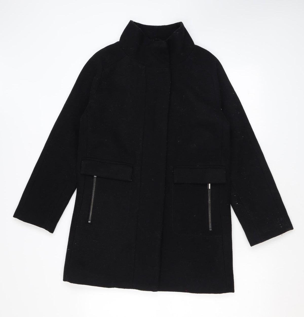 Mango Womens Black Overcoat Coat Size XS Zip