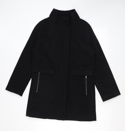 Mango Womens Black Overcoat Coat Size XS Zip