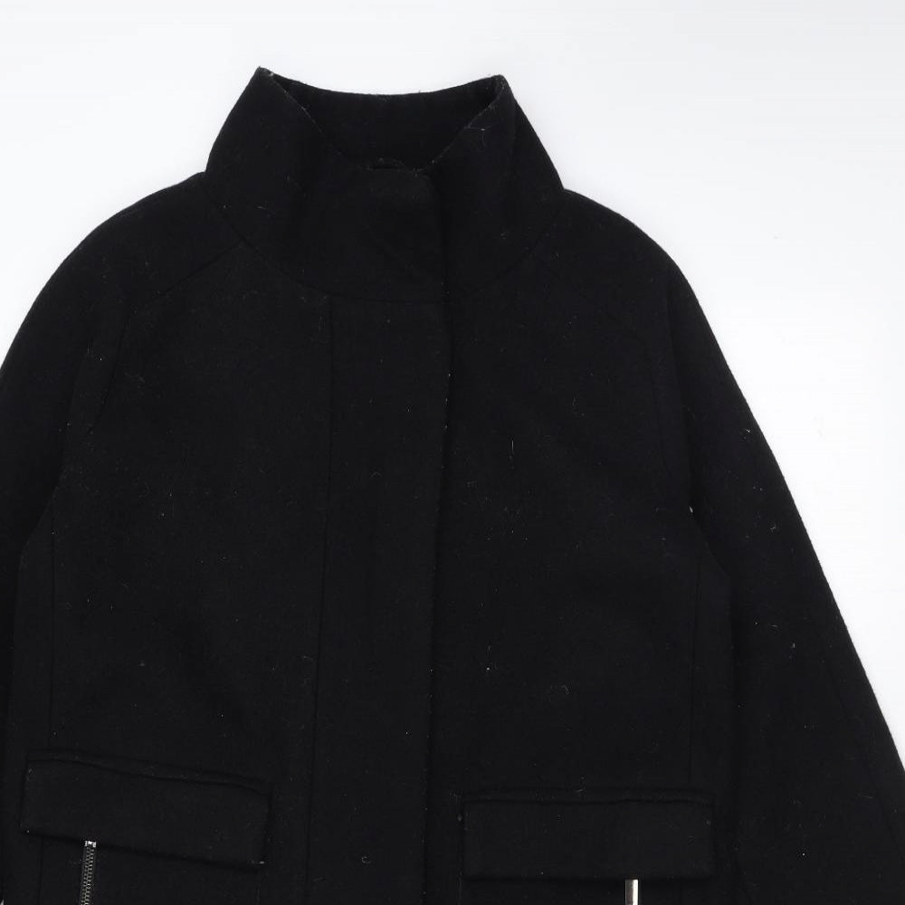 Mango Womens Black Overcoat Coat Size XS Zip