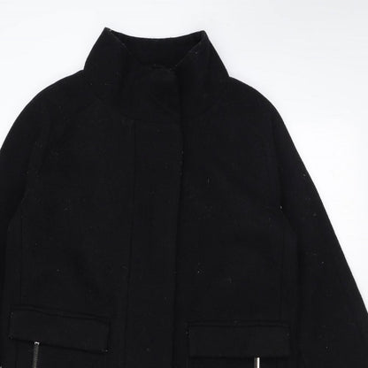 Mango Womens Black Overcoat Coat Size XS Zip