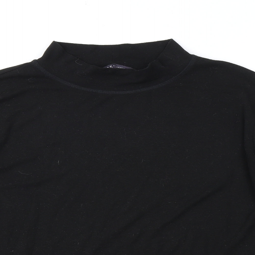 Marks and Spencer Womens Black Mock Neck Polyester Pullover Jumper Size 14