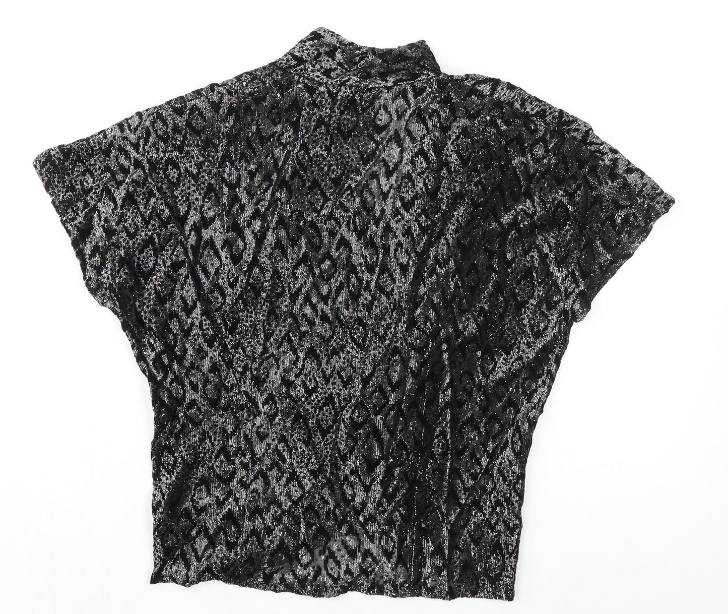 C&A Womens Black Animal Print Viscose Basic Blouse Size 12 V-Neck