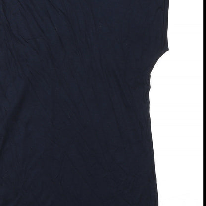 Brand and care label for Autograph women’s blue viscose basic t-shirt, size UK 10, round neck