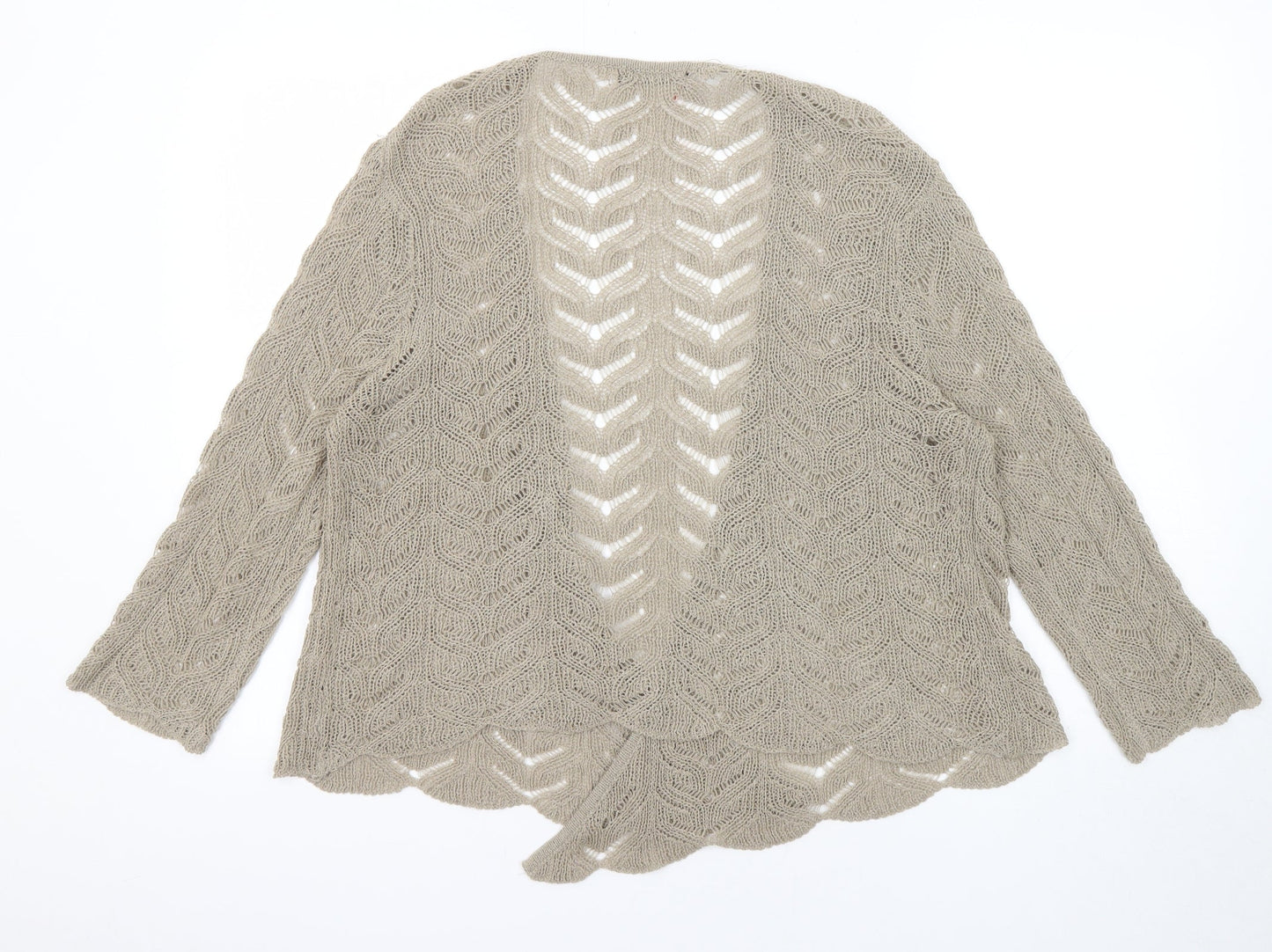 Bonmarché Womens Beige V-Neck Acrylic Cardigan Jumper Size M - Open
