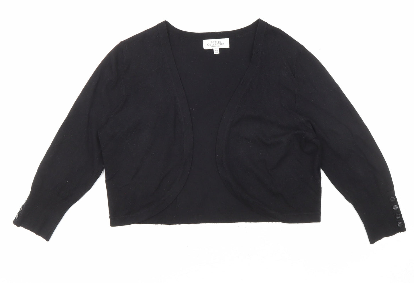 Debenhams Womens Black V-Neck Viscose Cardigan Jumper Size 12 - Open