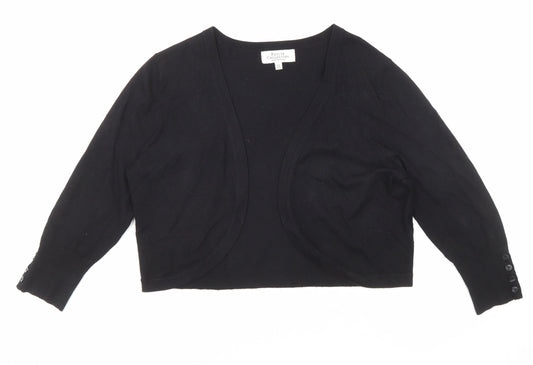 Debenhams Womens Black V-Neck Viscose Cardigan Jumper Size 12 - Open