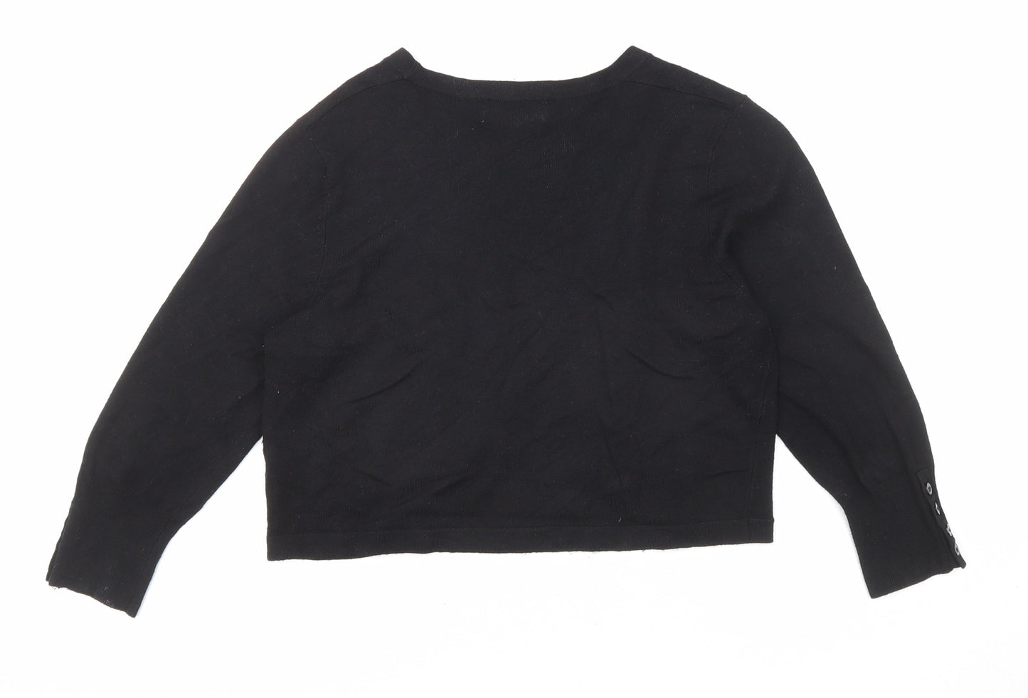 Debenhams Womens Black V-Neck Viscose Cardigan Jumper Size 12 - Open