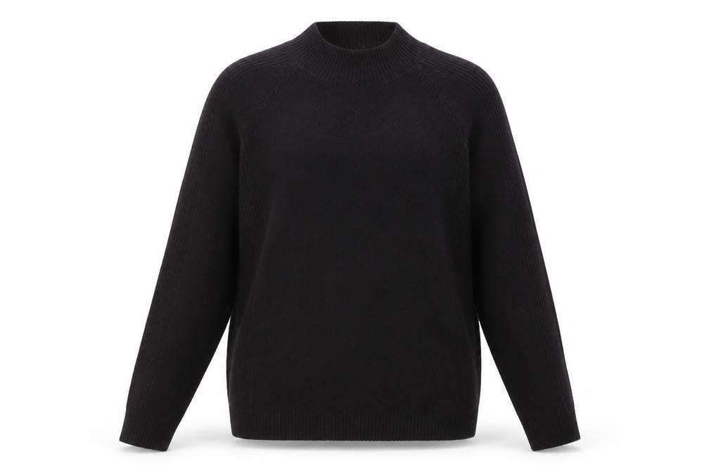 Femme Womens Black High Neck Acrylic Pullover Jumper Size L