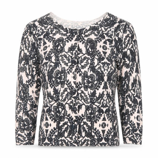 Dorothy Perkins Womens Black Round Neck Floral Cotton Cardigan Jumper Size 10
