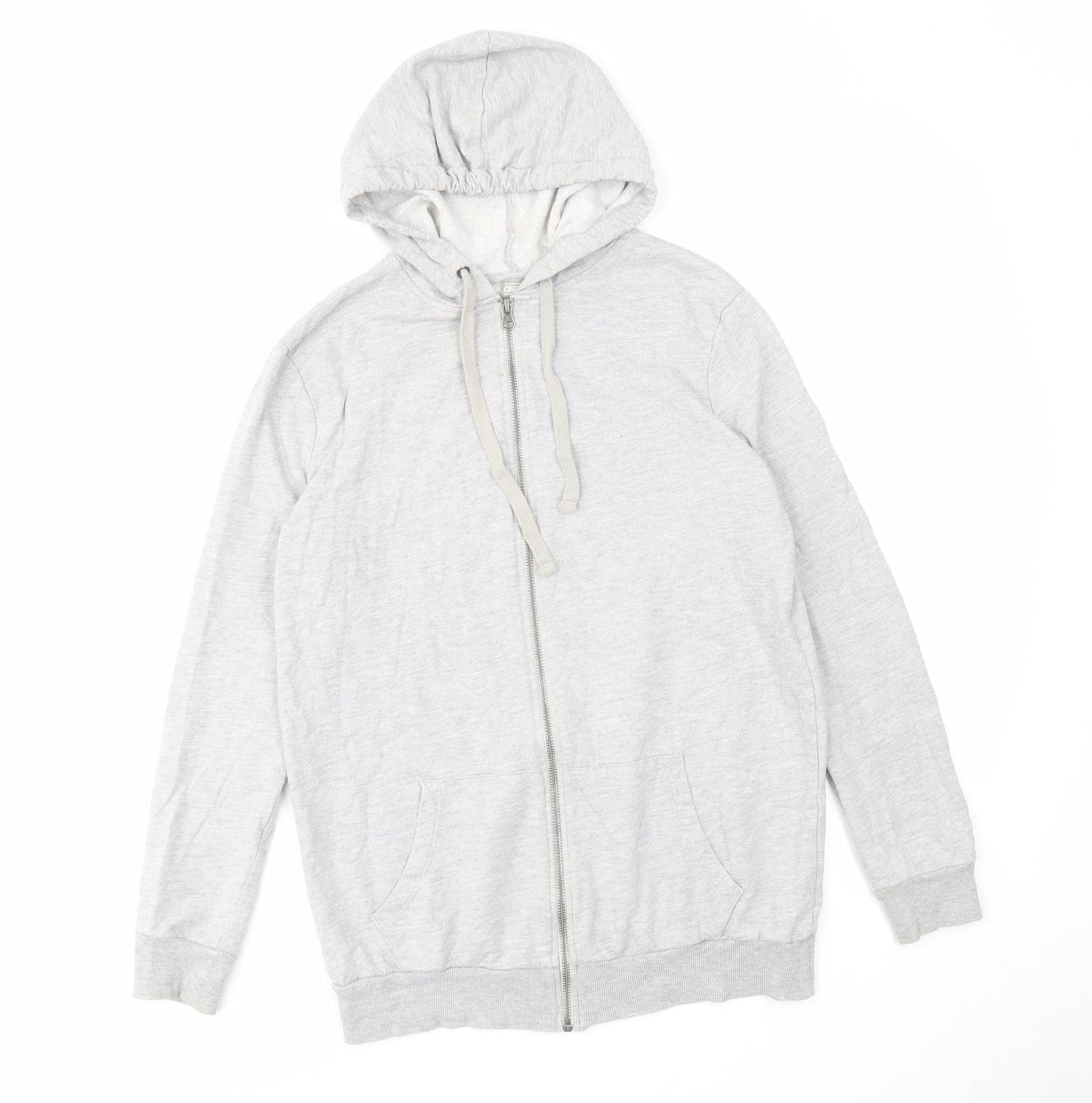 ASOS Womens Grey Cotton Full Zip Hoodie Size 6 Zip - Pockets Drawstring