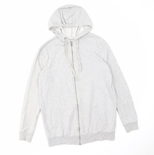 ASOS Womens Grey Cotton Full Zip Hoodie Size 6 Zip - Pockets Drawstring
