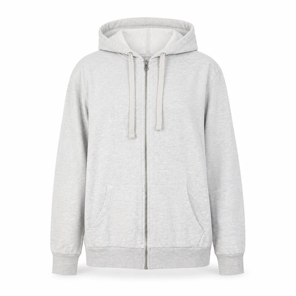 ASOS Womens Grey Cotton Full Zip Hoodie Size 6 Zip - Pockets Drawstring