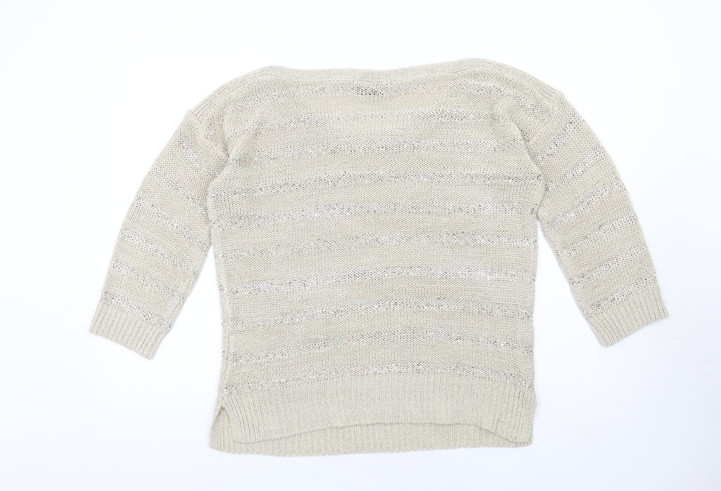 Wallis Womens Beige Boat Neck Acrylic Pullover Jumper Size M