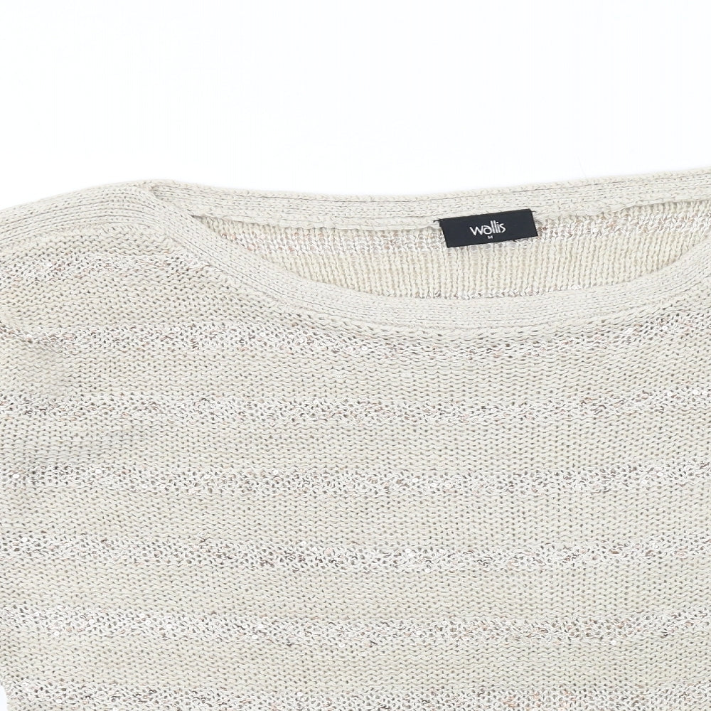 Wallis Womens Beige Boat Neck Acrylic Pullover Jumper Size M