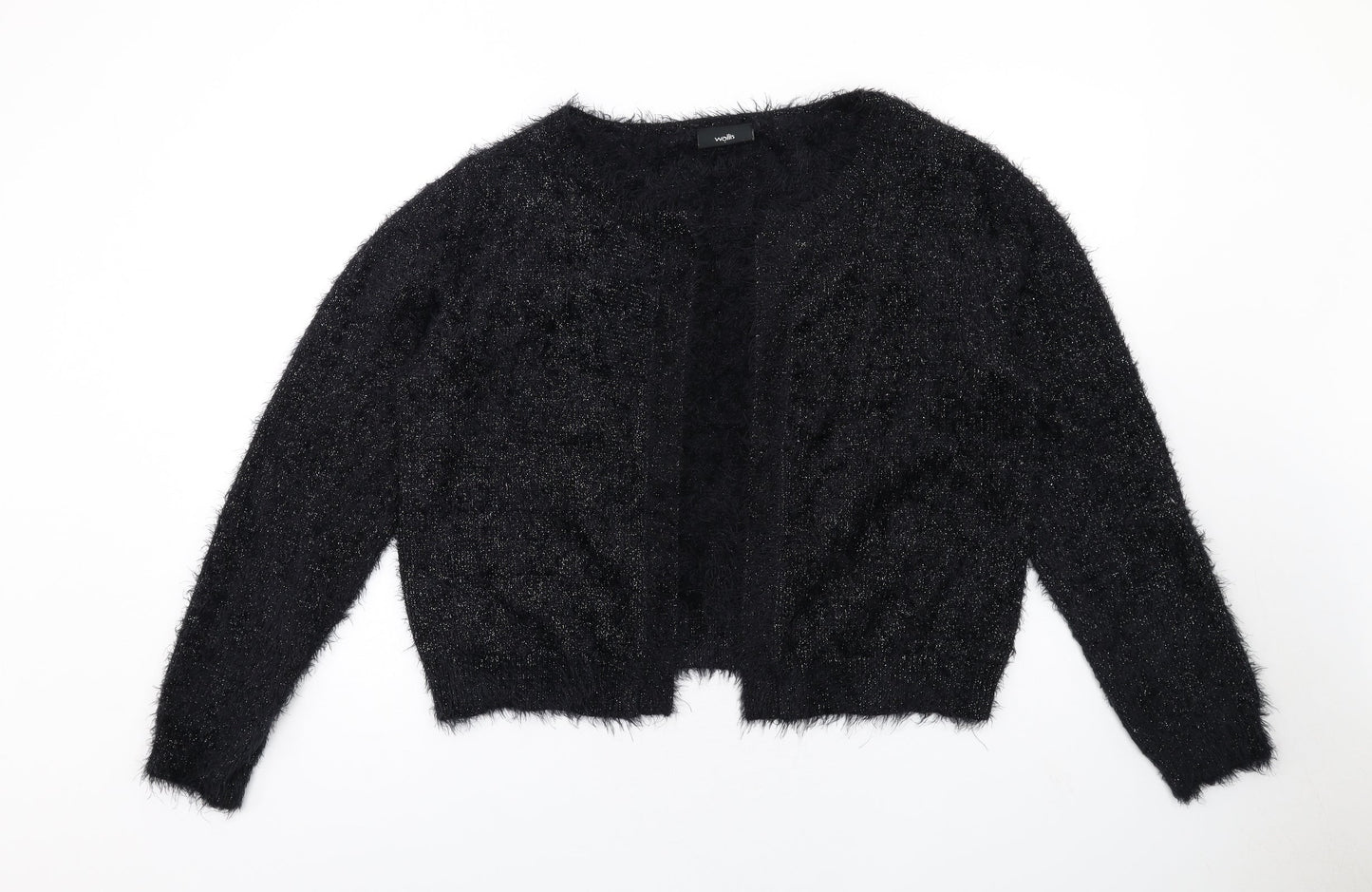 Wallis Womens Black V-Neck Polyamide Cardigan Jumper Size L - Open