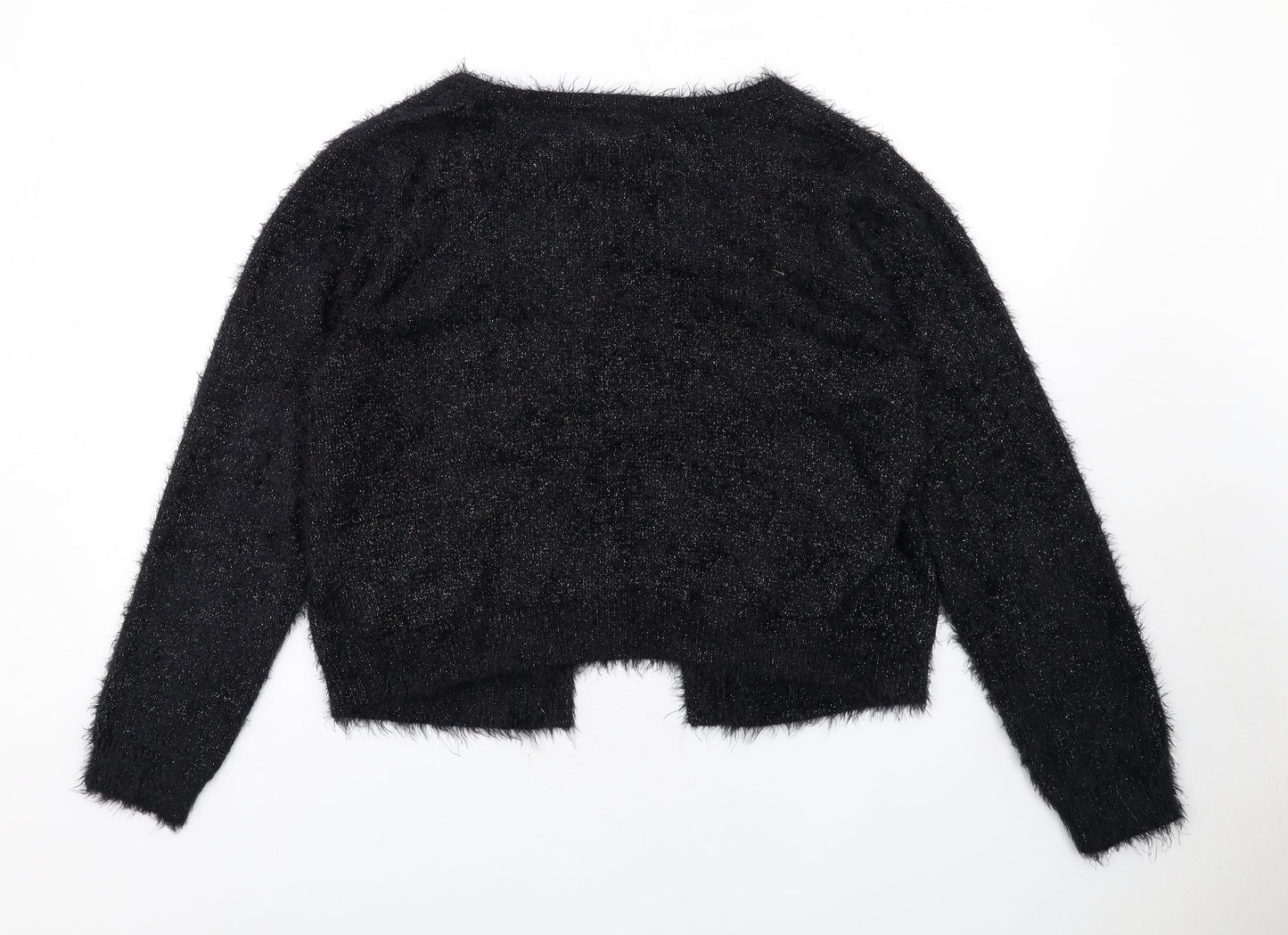 Wallis Womens Black V-Neck Polyamide Cardigan Jumper Size L - Open