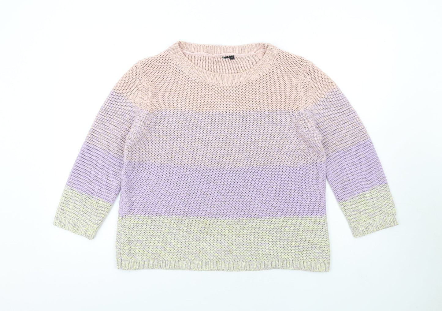 Intuition Womens Multicoloured Round Neck Striped Cotton Pullover Jumper Size 14