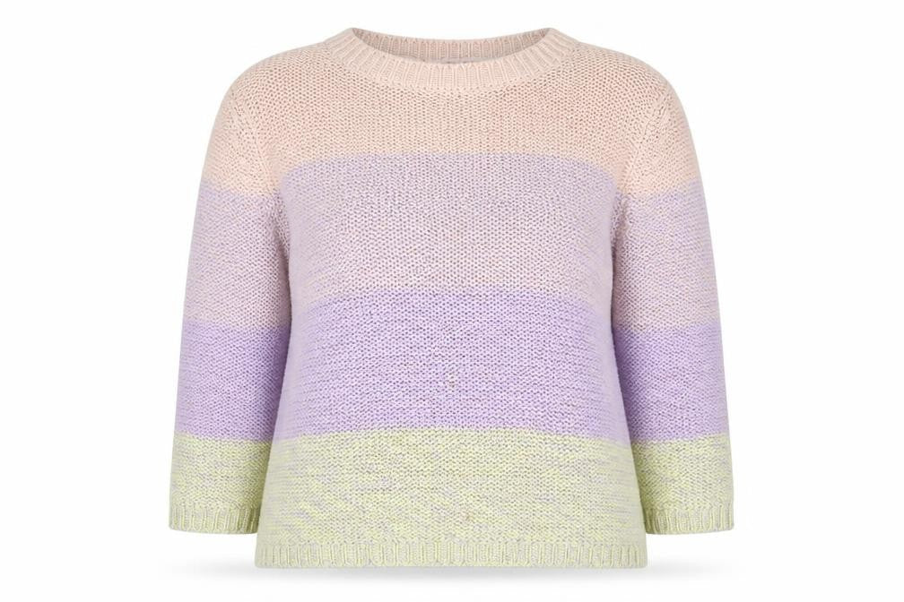 Intuition Womens Multicoloured Round Neck Striped Cotton Pullover Jumper Size 14