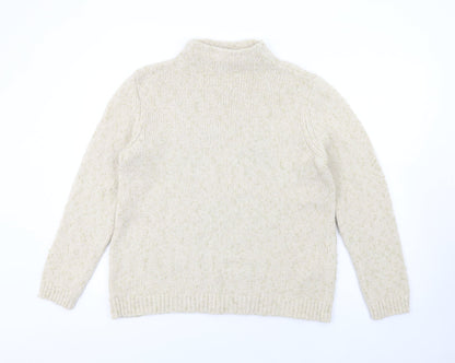 Fransa Womens Ivory Mock Neck Nylon Pullover Jumper Size M