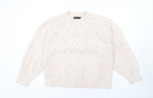 Marks and Spencer Womens Pink Round Neck Polyester Pullover Jumper Size M