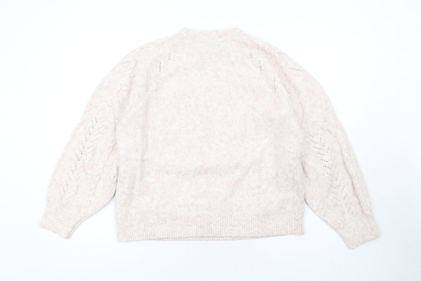 Marks and Spencer Womens Pink Round Neck Polyester Pullover Jumper Size M