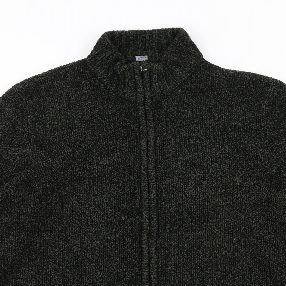 M&Co Womens Green High Neck Polyester Full Zip Jumper Size M