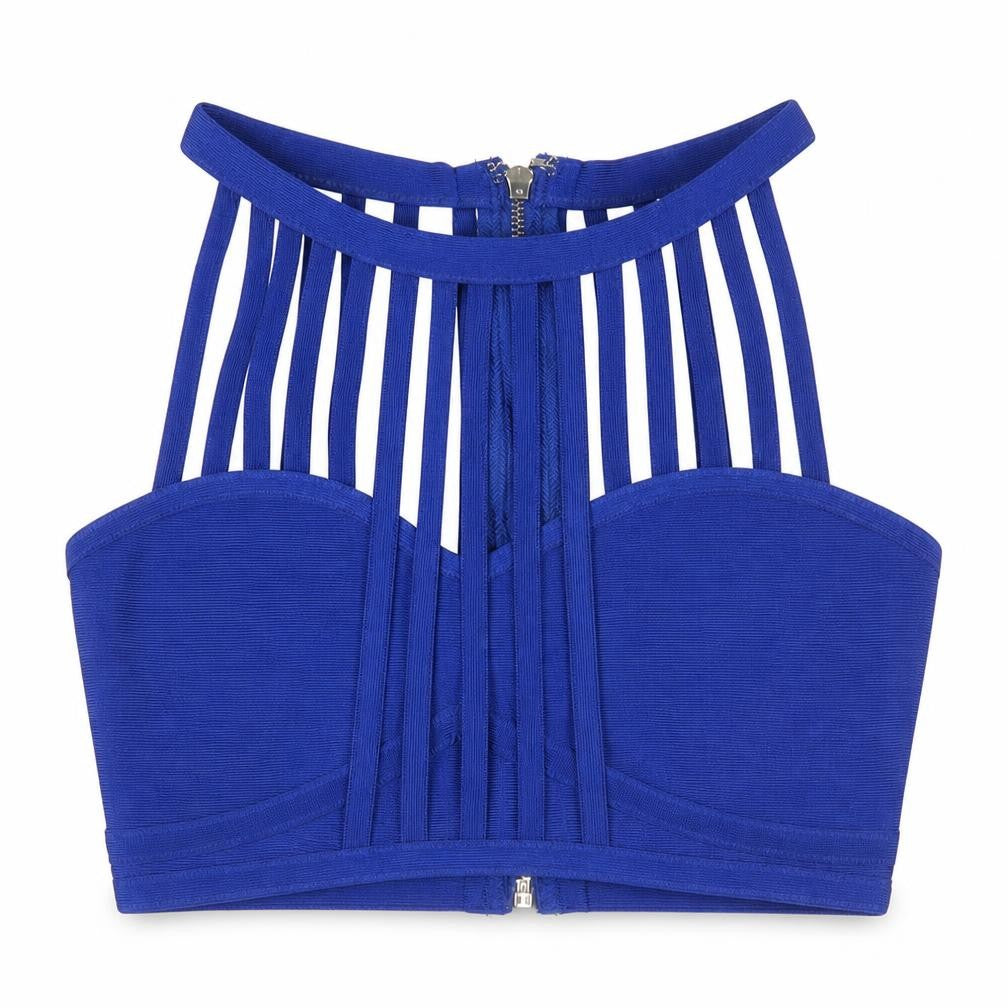 Moondance Ibiza Womens Blue Polyester Basic Tank One Size Round Neck - Strap Detail Bralette