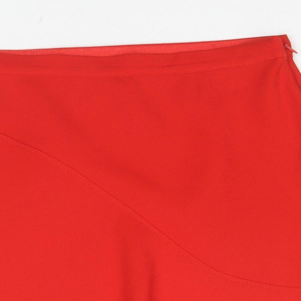 Topshop Womens Red Polyester A-Line Skirt Size 8 Zip