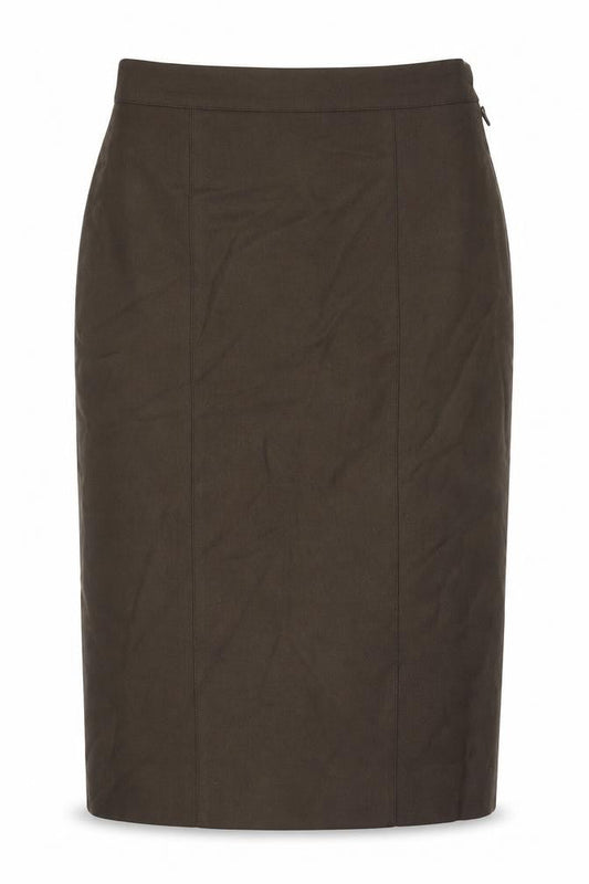Gaston Jaunet Womens Brown Wool Straight & Pencil Skirt Size 12 Zip - Slits