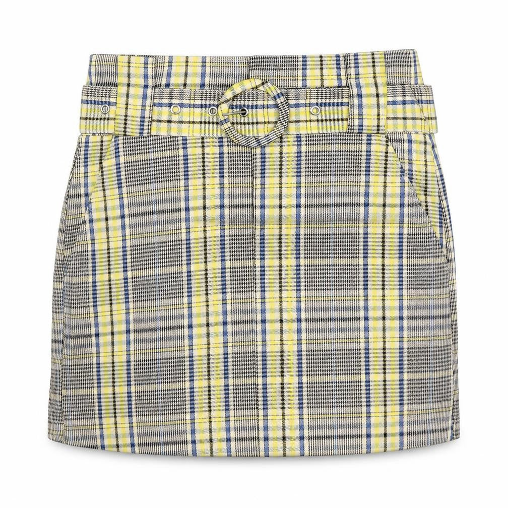 Bershka Womens Multicoloured Plaid Polyester A-Line Skirt Size S Zip