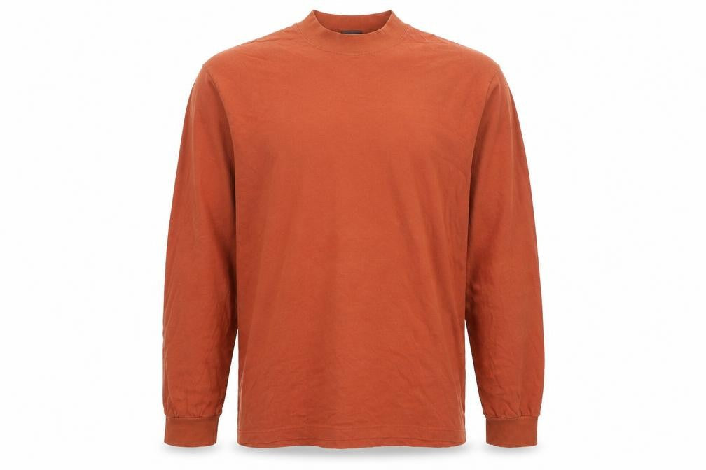 Top Company Mens Orange Cotton Pullover Sweatshirt Size L